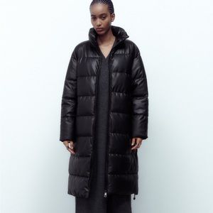 Zara faux leather puffer coat